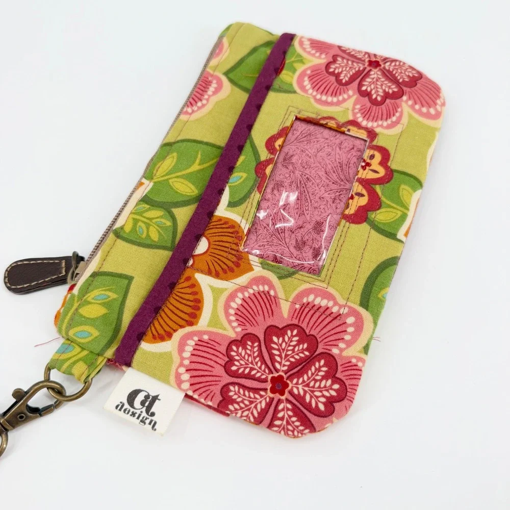 CT Designs Handmade Floral Patchwork Wristlet Wallet Clutch ID Window Boho